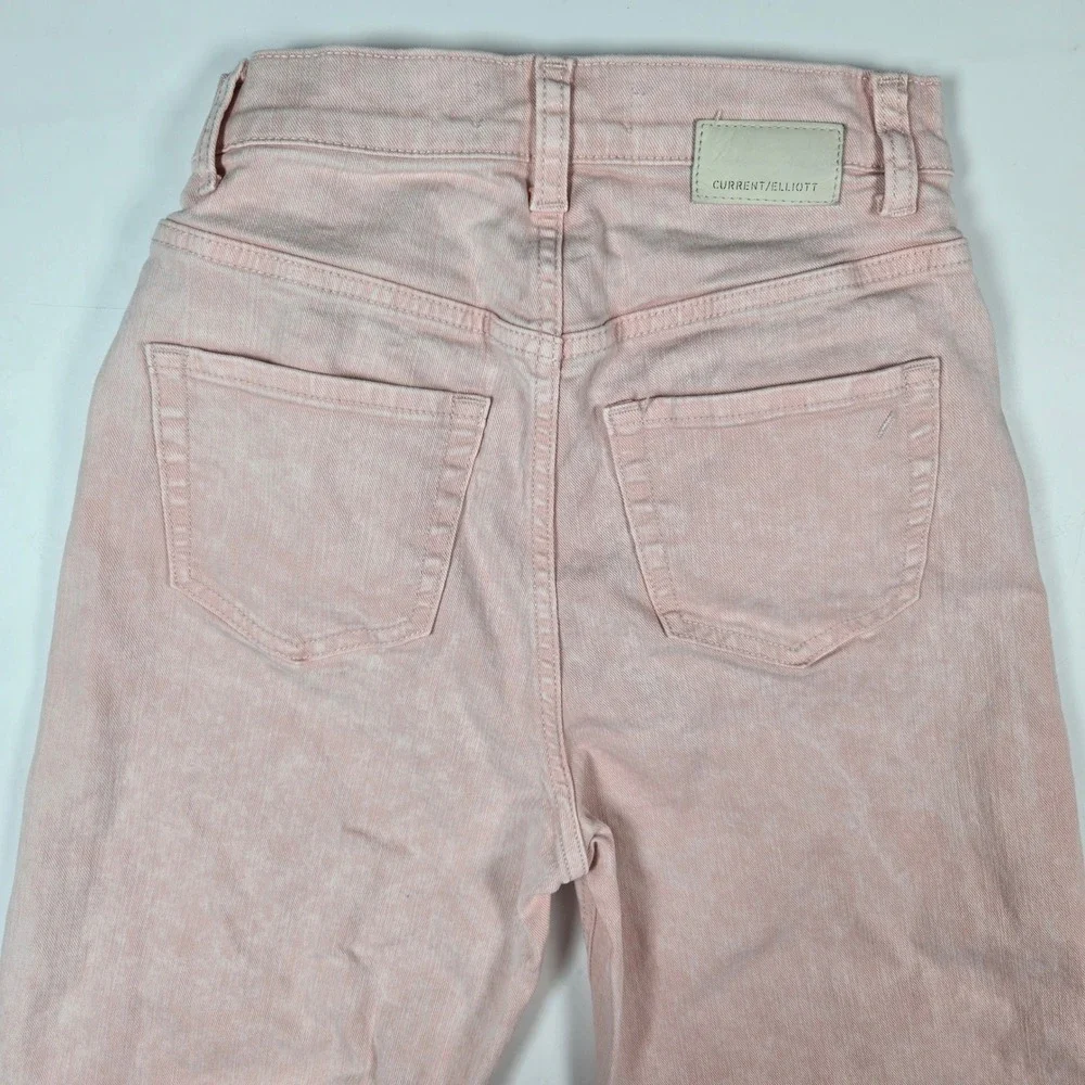 Current Elliott Tapered Jeans Womens 23 Barrel Pink High Rise Denim Pante - Picture 5 of 9